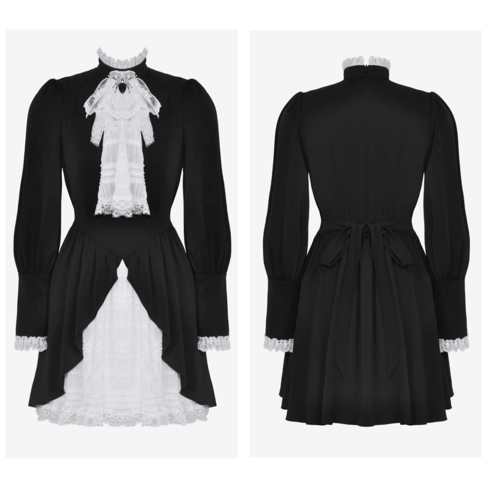 Dark in Love Victorian Gothic Costume Cosplay black white mini dress Medium
